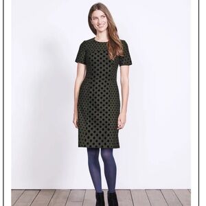 Boden Kathryn Wool Polka Dot Dress in Green and Black